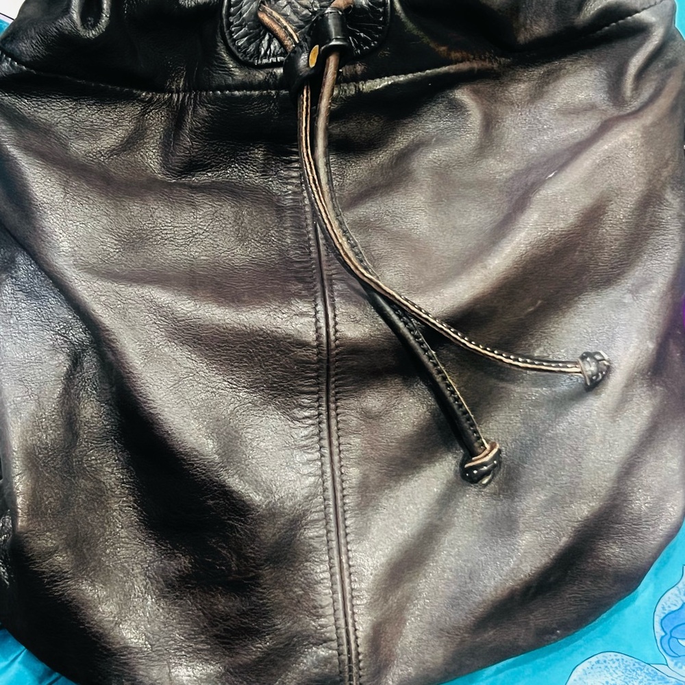 Georgetown Leather Design Leather Drawstring Bag